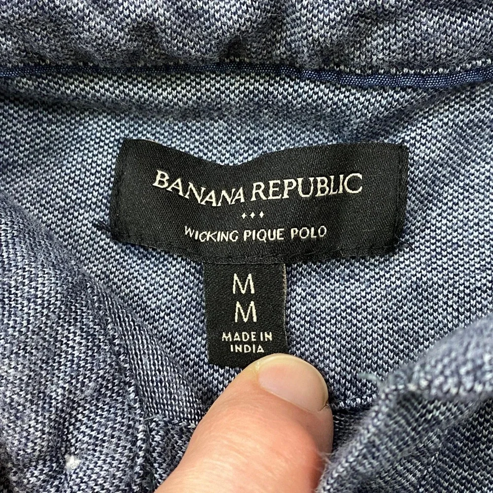 Banana Republic Polo Shirt Mens Medium Gray Cotton Wicking Pique Classic Heather